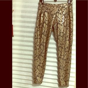 Woman pants Paisley print design bronze color